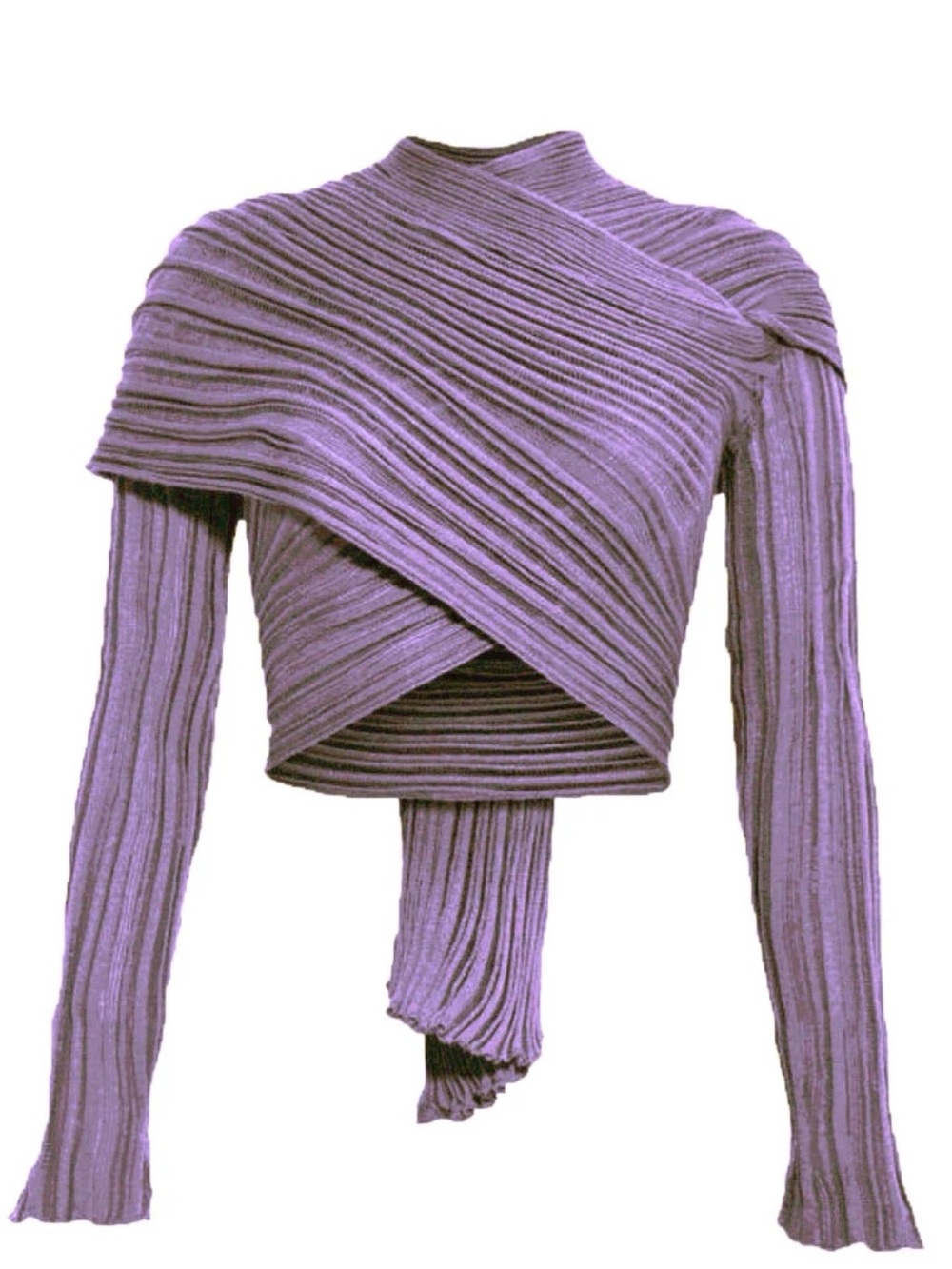 Ribbed Shoulder Wrap Sweater in Lavender Greek style council sophisticated